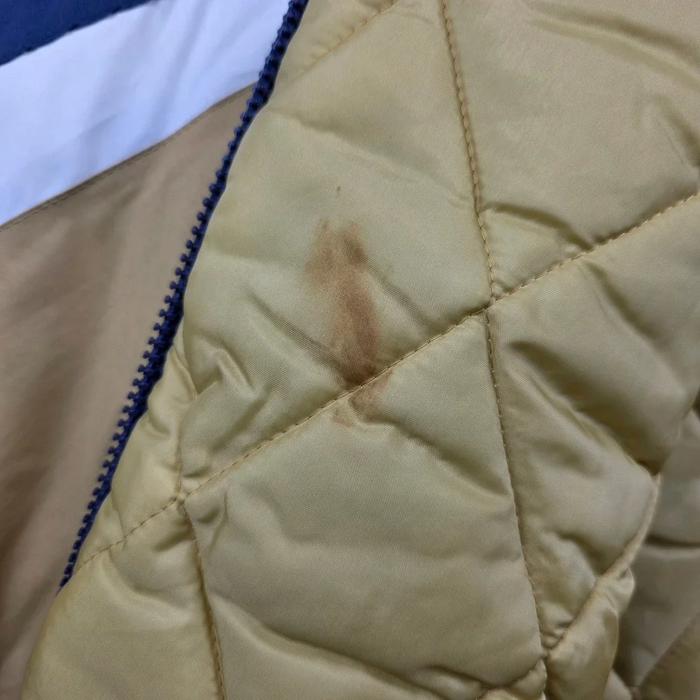Vintage Logo 7 Notre Dame Fighting Irish Puffer Jacket Mens XL Navy‎ Gold Hooded